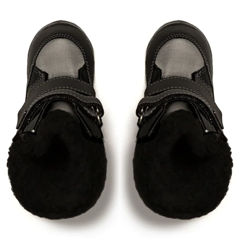 Чоботи дитячі дутики Аляска чорно-сірі 23-31 розмір - зображення 4