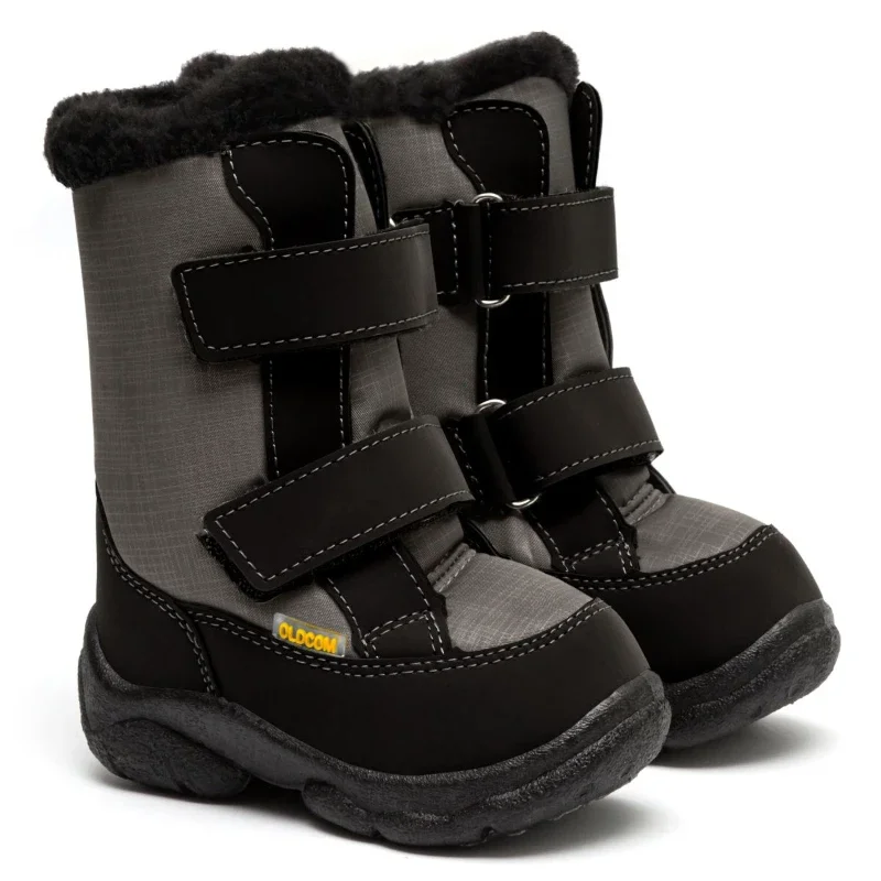 Чоботи дитячі дутики Аляска чорно-сірі 23-31 розмір