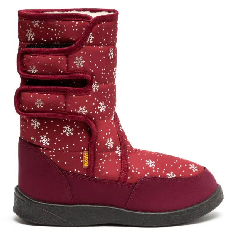 Дутіки жіночі зимові Аврора Бордові сніжинка - зображення 2