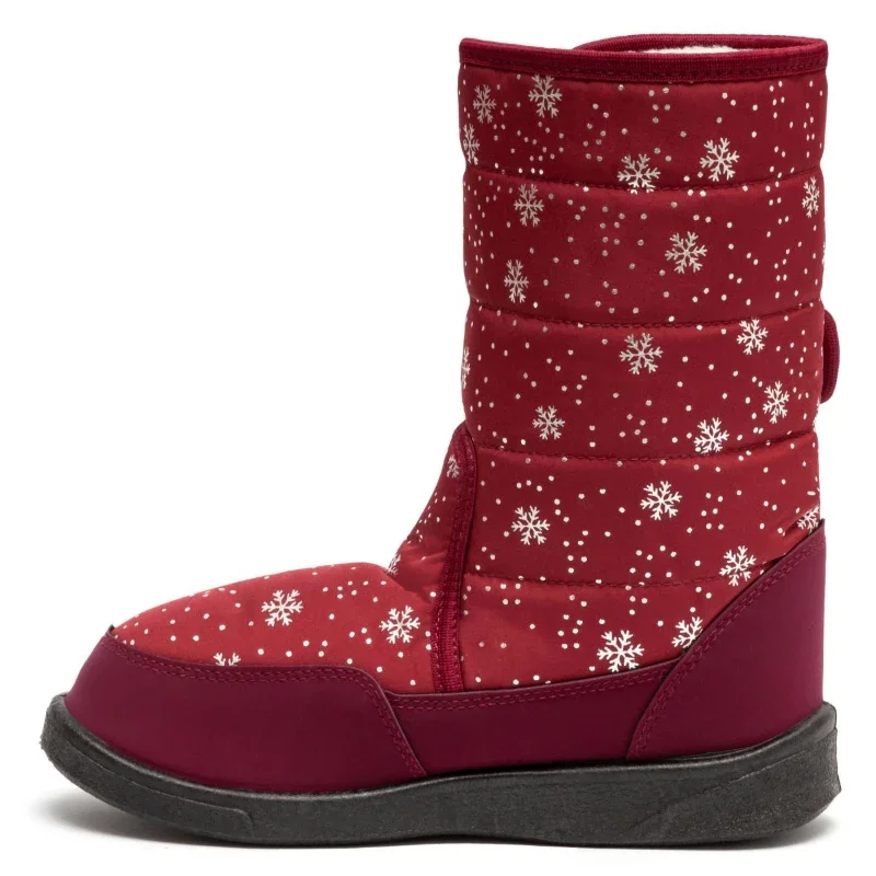 Дутіки жіночі зимові Аврора Бордові сніжинка - зображення 3