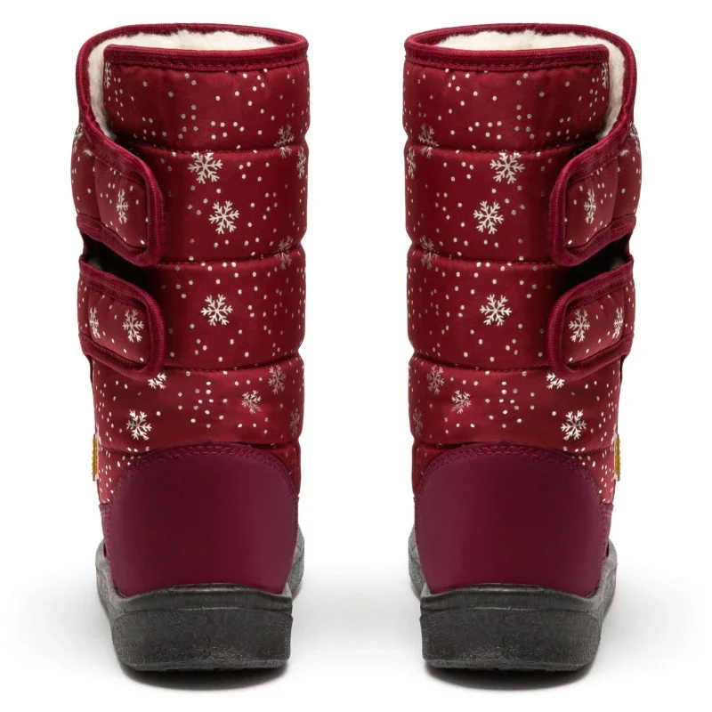 Дутіки жіночі зимові Аврора Бордові сніжинка - зображення 4
