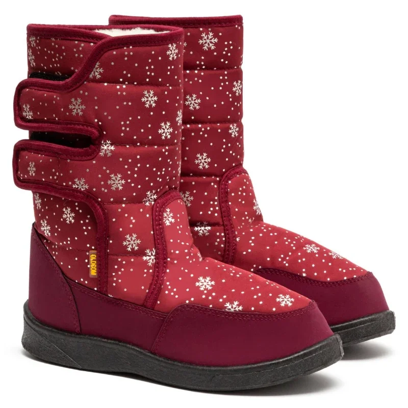 Дутіки жіночі зимові Аврора Бордові сніжинка