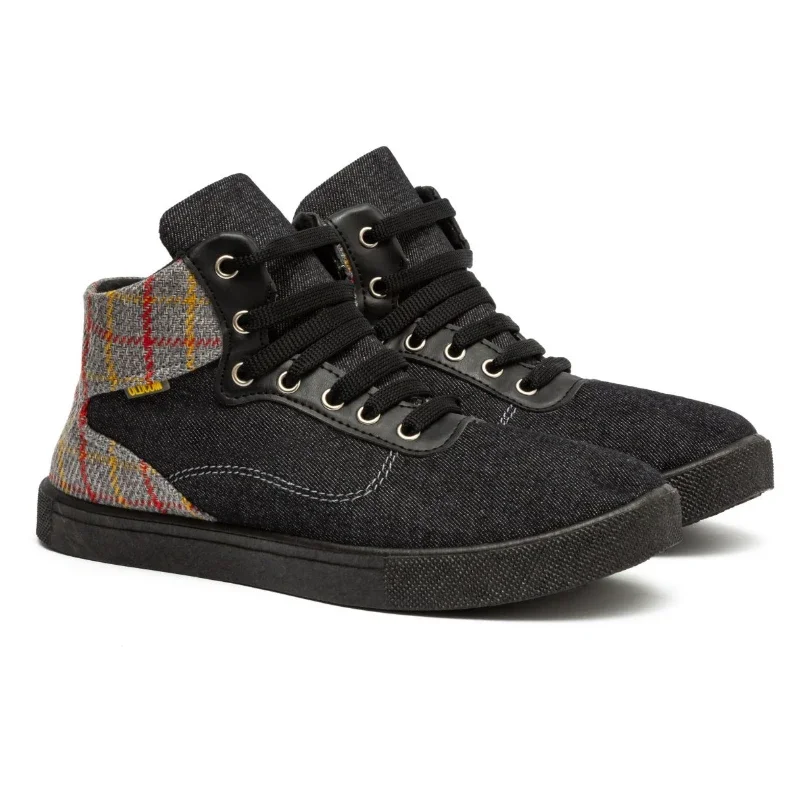 Жіночі кеди Лондон з сірою клітинкою на флісі