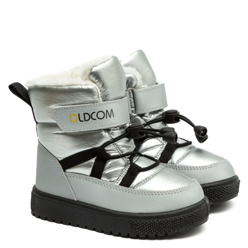 Чоботи дутики дитячі на хутрі Yetty Сірі 21-26 розмір